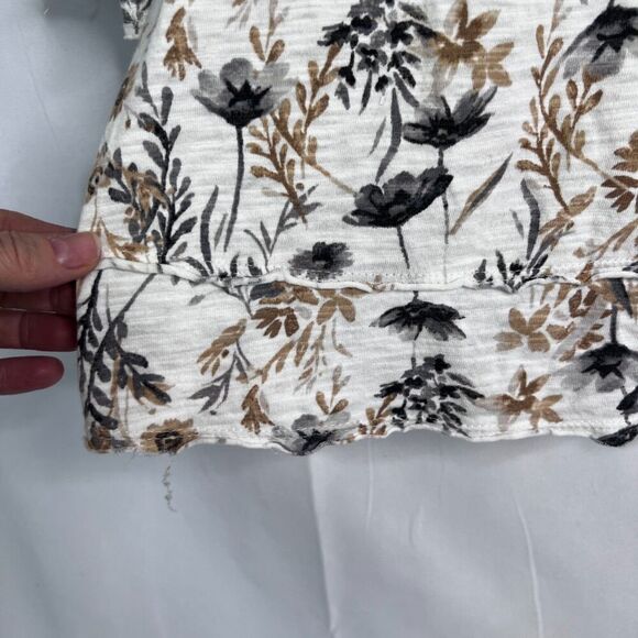 J. Jill White Floral Print 3/4 Sleeve Rough Edge Pullover Blouse Size Small - Picture 5 of 10